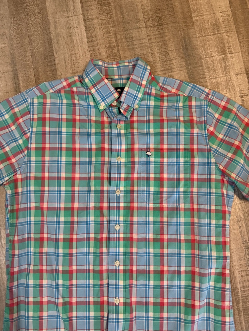 Southern Shirt Co Cotton Club Men’s Medium Plaid Short Sleeve Button Down Shirt